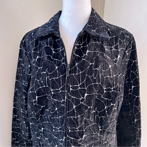 Christopher & Banks black brocade textured velvet print blazer jacket size L - Picture 1 of 11